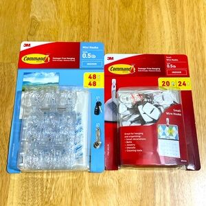 Lot of 2--COMMAND 3M Damage Free Indoor Wire Hooks & Mini Hooks